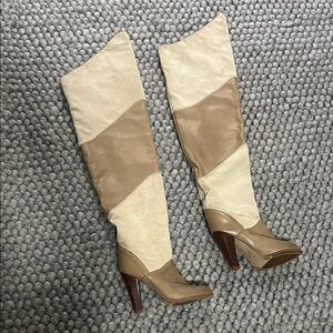 Zodiac Tan and Cream Over the Knee Boots 7.5